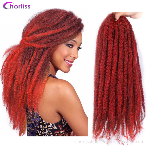 Wholesale cheap Ombre Long Afro Kinky Marley Braids Hair 20inch Twist Crochet Braids Hair Synthetic Braiding Hair Extension